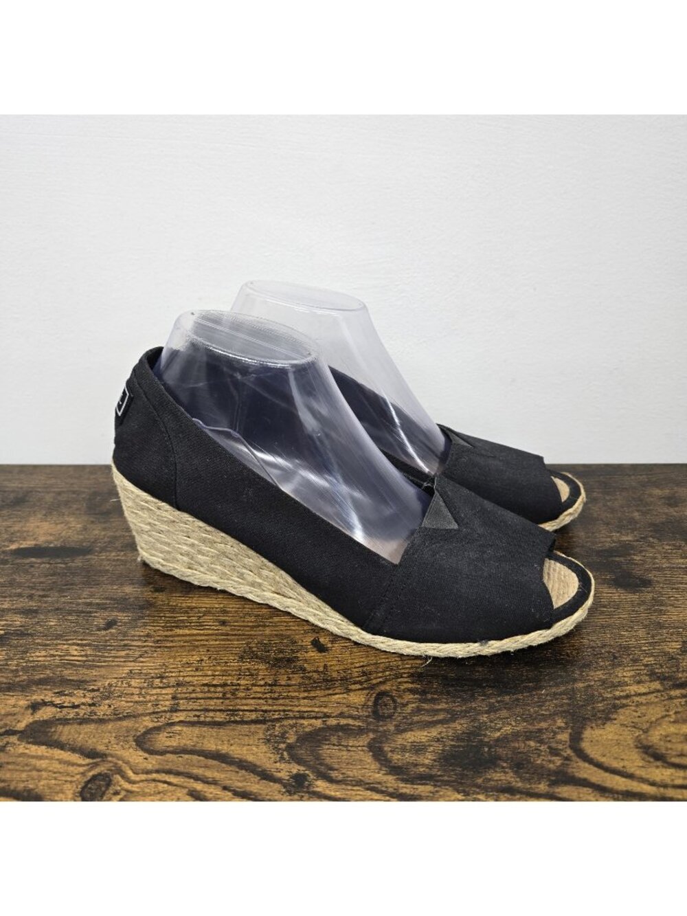 Lauren Ralph Lauren Claudia Espadrille Wedge Peep Toe Shoes Jute Canvas Sz 9.5B